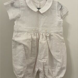 White Convertible Baptism Gown and Romper Set
